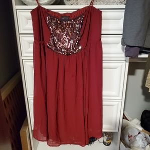 TORRID NWT Strapless Burgundy Dress with Sequin